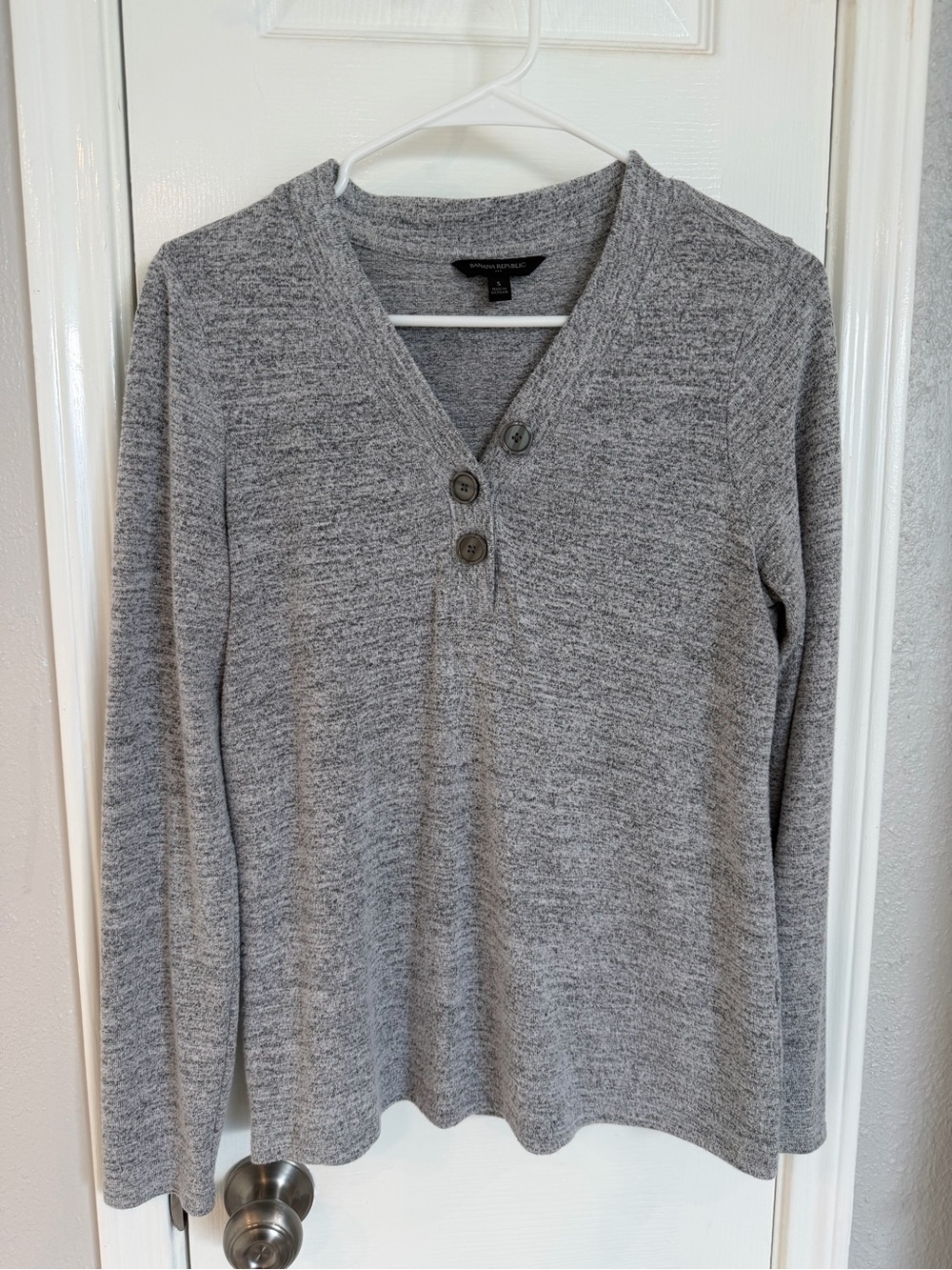 Banana Republic Light Heather Gray Henley Cardigan